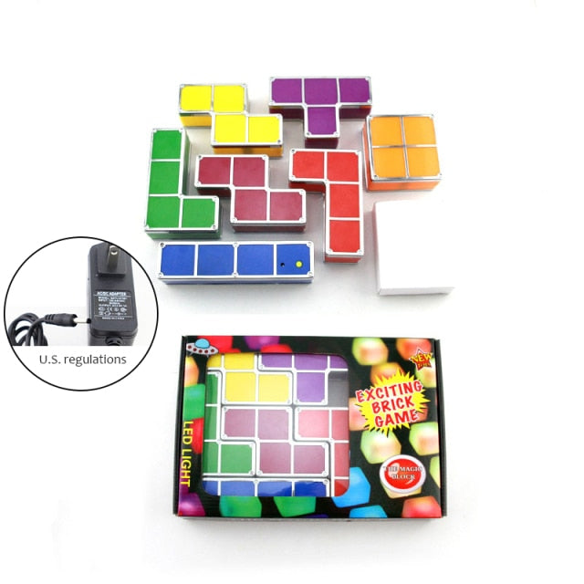 DIY Tetris Puzzle 3D LED Night Light Toy Brick Stackable Lamp Constructible Block Desk Lamp Children Kids Gift